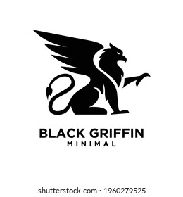 premium black minimal Griffin Mythical Creature Emblem mascot Vector Design Logo 