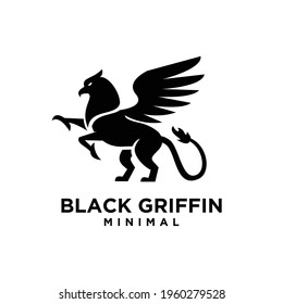 premium black minimal Griffin Mythical Creature Emblem mascot Vector Design Logo 