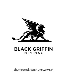 premium black minimal Griffin Mythical Creature Emblem mascot Vector Design Logo 