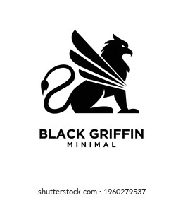 premium black minimal Griffin Mythical Creature Emblem mascot Vector Design Logo 