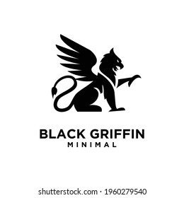 premium black minimal Griffin Mythical Creature Emblem mascot Vector Design Logo 