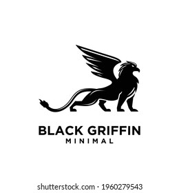 premium black minimal Griffin Mythical Creature Emblem mascot Vector Design Logo 