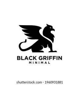 premium black minimal Griffin Mythical Creature Emblem mascot Vector Design Logo 