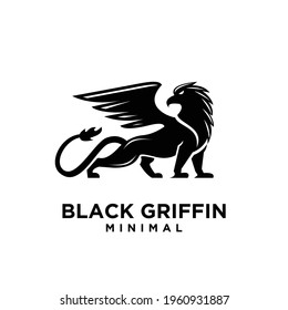 premium black minimal Griffin Mythical Creature Emblem mascot Vector Design Logo 