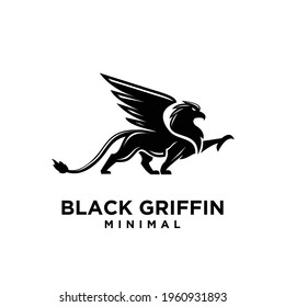 premium black minimal Griffin Mythical Creature Emblem mascot Vector Design Logo 