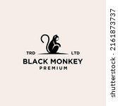 premium black monkey vector logo icon illustration design