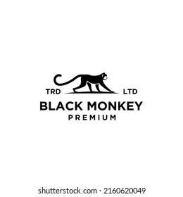 premium black monkey vector logo icon illustration design