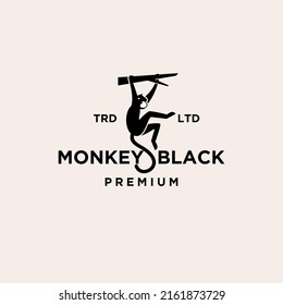 premium black monkey vector logo icon illustration design