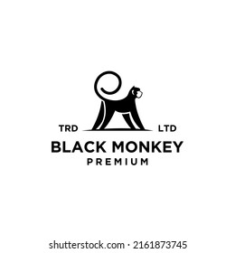 premium black monkey vector logo icon illustration design