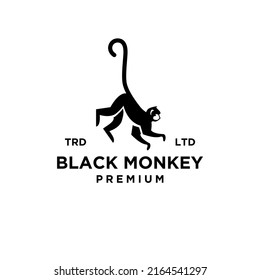 premium black monkey vector logo icon illustration design