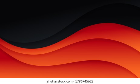 Premium black orange wavy background with dynamic shadow on background. Eps 10