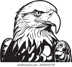 Ilustración vectorial de dibujo de águila en blanco y negro