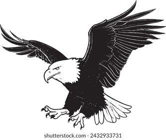 Premium Black And White Bold Eagle Drawing Vector Illustration