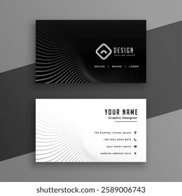 premium black and white professional business card template design vector