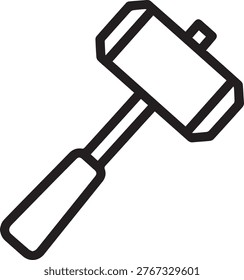Premium Black and  White Vector Grafting Mallet with Rubber Head Icon for Woodworking, Carpentry, DIY Projects, Construction Tools, Garden Maintenance, Plant Propagation, Horticulture