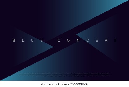 Premium Blue Abstract Background Concept With Luxury Geometric Dark Shapes. Exclusive Cool Art Wallpaper Design.