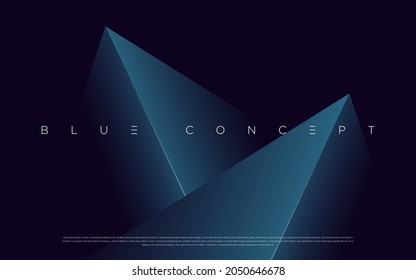 Premium Blue Abstract Background Concept With Luxury Geometric Dark Shapes. Exclusive Cool Art Wallpaper Design.