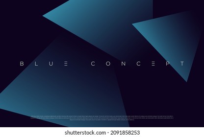 Premium blue abstract background concept with luxury geometric dark shapes. Exclusive cool art wallpaper design.