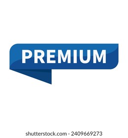 Premium In Blue Rectangle Ribbon Shape For Quality Information Promotion Social Media Business Marketing
