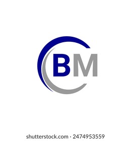 premium BM logo monogram with gold circle frame. luxury initials design minimal modern typeface.