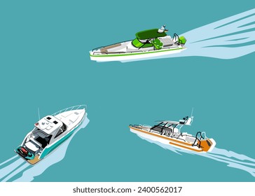 diseños de vectores de ilustraciones de barcos premium