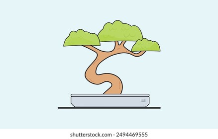 Premium bonsai tree vector illustration for use.