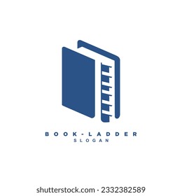 Premium book stairs ladder logo design vector. Book solution idea logo illustration