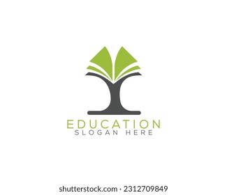 Diseño del logotipo del árbol del libro premium, icono del vector creativo de la educación sobre la naturaleza.