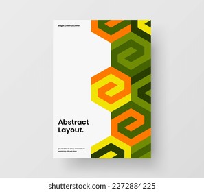Plantilla de diseño del vector del folleto de primera calidad A4. Concepto de cobertura de formas de mosaico únicas.