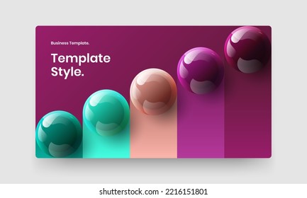 Premium booklet vector design illustration. Amazing 3D balls brochure template.