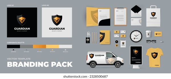 Paquete de diseño de marca premium: Logotipo vectorial, identidad corporativa, carpeta, tarjetas de visita y más - Materiales de diseño profesional, moderno y versátil para su éxito empresarial