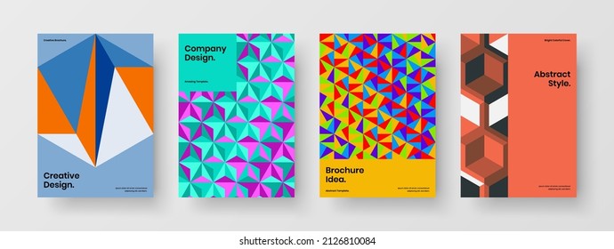 Premium brochure A4 design vector template composition. Modern mosaic pattern magazine cover concept bundle.
