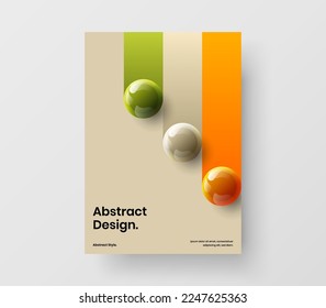 Premium brochure A4 design vector concept. Bright 3D balls banner layout.