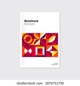 Premium brochure, leaflet template design. Retro style, colorful bright. 
Geometric bauhaus abstract print. Vector pattern on white background.