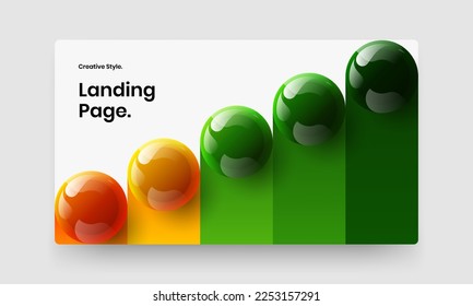 Premium brochure vector design concept. Bright realistic balls cover illustration.