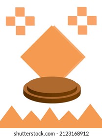 premium brown color photo, round podium for product photos