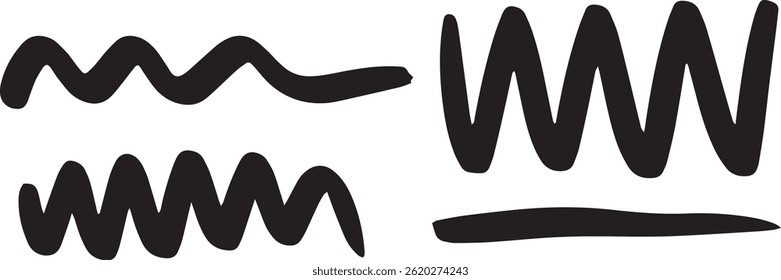 Premium Brush Line Set for Professional Artists Wavy line vector ink brush strokes. Black hand drawn Asian calligraphic waves, squiggles, smears. Chinese, Japanese calligraphy lines, brush strokes