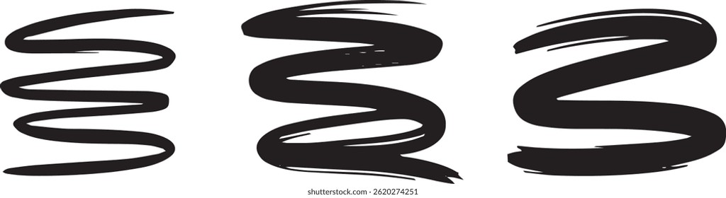 Premium Brush Line Set for Professional Artists Wavy line vector ink brush strokes. Black hand drawn Asian calligraphic waves, squiggles, smears. Chinese, Japanese calligraphy lines, brush strokes