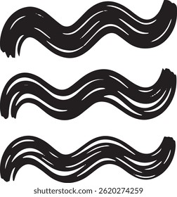 Premium Brush Line Set for Professional Artists Wavy line vector ink brush strokes. Black hand drawn Asian calligraphic waves, squiggles, smears. Chinese, Japanese calligraphy lines, brush strokes
