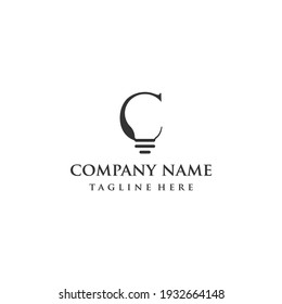 Premium bulb combination C letter logo design