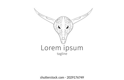 Premium bull skull head logo, icon design