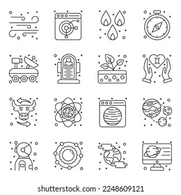 Premium Bundle of Astronomy and Zodiac Symbols Linear Icons 


