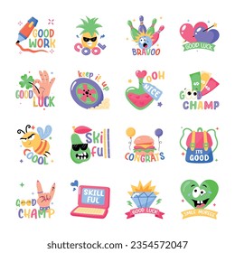 Premium Bundle of Text Flat Stickers 


