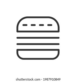 Premium burger line icon for app, web and UI. Vector stroke sign isolated on a white background. Outline icon of burger in trendy style.
