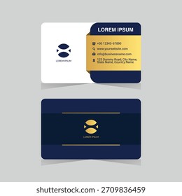 A premium business card template featuring a luxurious gradient blend of blue and golden tones. Designed for modern corporate branding, creative agencies, professional identity, consultants.