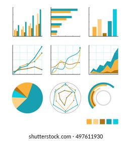 Premium Business infographics : graphs, histograms, arrows, chart of related design elements.