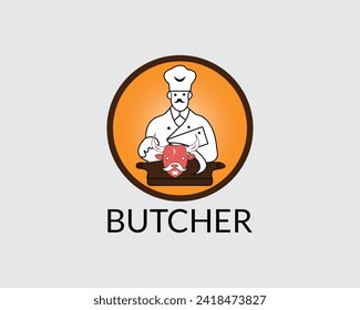 Premium Butcher shop logo emblem for design. Vector illustration.