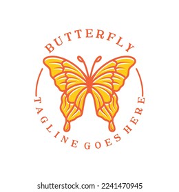 Premium Butterfly Logo Monoline Design Vector illustration Animal badge symbol icon