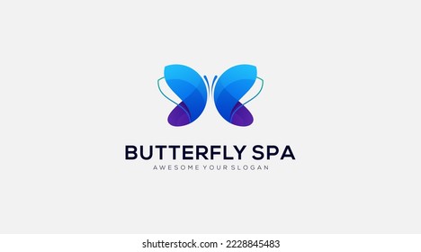 Premium butterfly spa logo design vector template