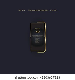 Premium button of option 40, golden button for web, level, AI, game, premium step to present or plan a workflow in a business infographic design